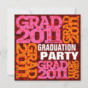 Graduation Party Invitation 2011 Orange Pink