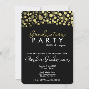 graduation party invitation, black and gold invitation