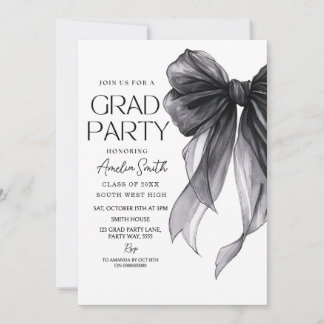Graduation Party Invitation Black Bow Graduation 
