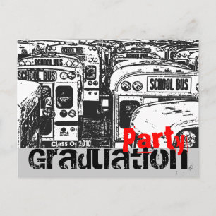 Graduation Party Invitation Black White Postcard