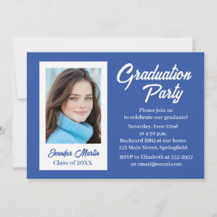 Graduation Party Invitation blue simple photo