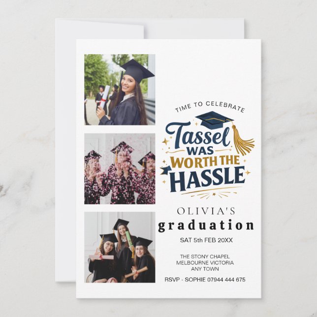Graduation Party Invitation Custom Photo Collage  (Front)
