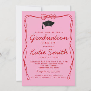 Graduation Party Invitation, Doodles BowGraduation Invitation