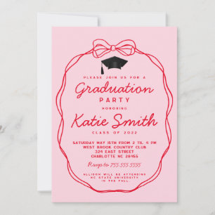 Graduation Party Invitation, Doodles BowGraduation Invitation