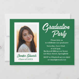 Graduation Party Invitation Green simple photo