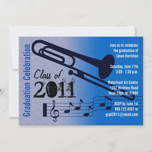 Graduation Party Invitation Music Trombone 1 (Front)