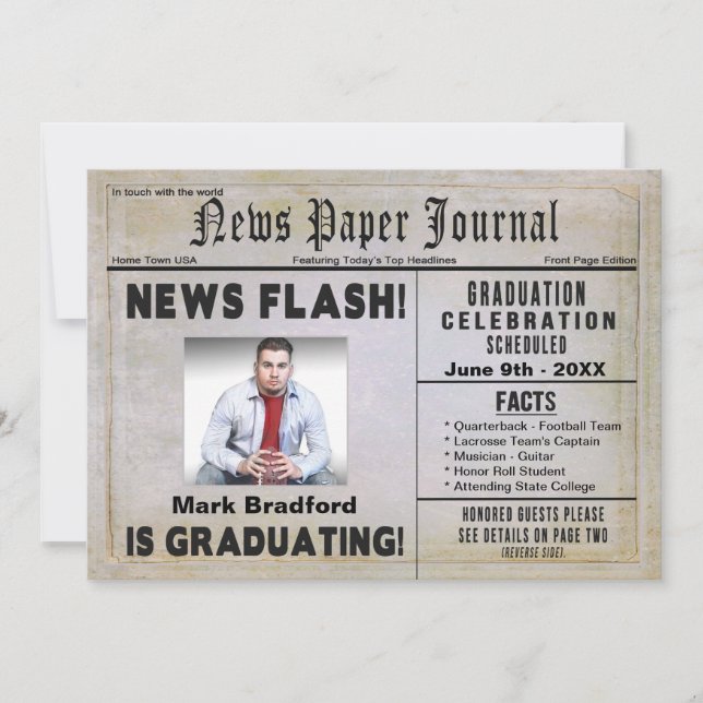 GRADUATION PARTY Invitation - Personalize/Yr./Name (Front)