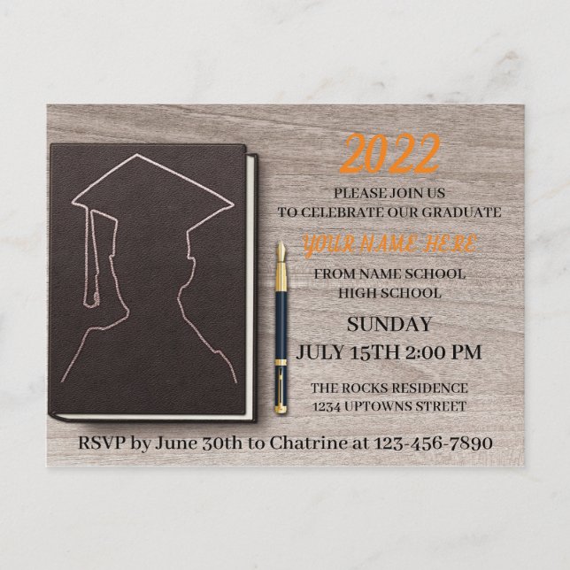 Graduation Party Invitation Postcard (Front)