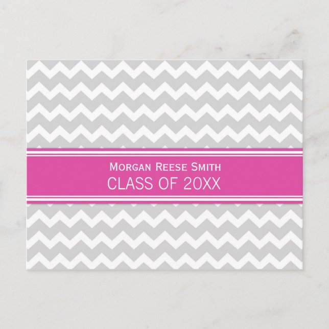 Graduation Party Invitation Postcard Chevron (Front)
