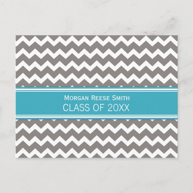 Graduation Party Invitation Postcard Chevron (Front)