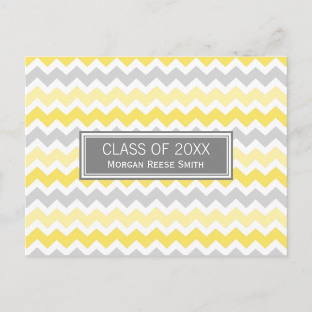 Graduation Party Invitation Postcard Chevron (Front)
