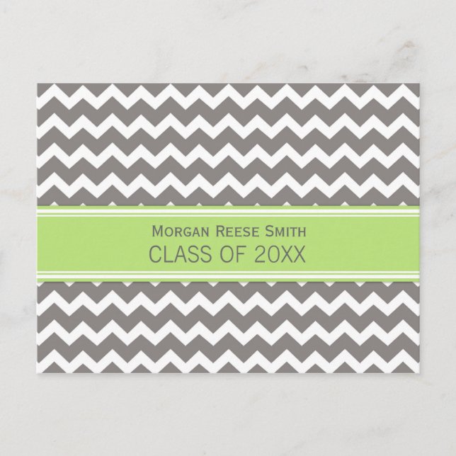 Graduation Party Invitation Postcard Chevron (Front)