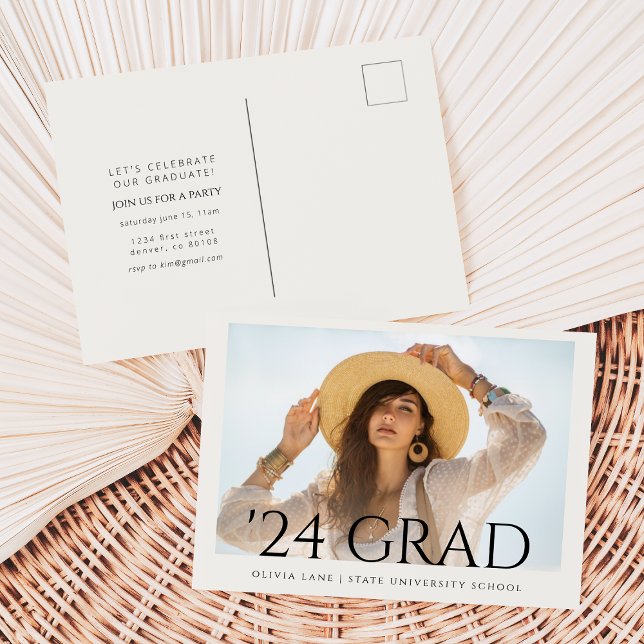 Graduation Party Invitation Postcard with Photo (Creator Uploaded)
