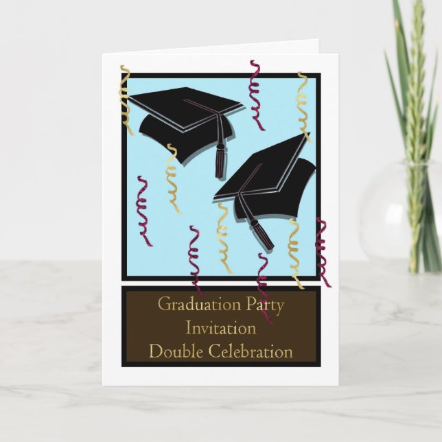 Graduation party Invitation pour jumeaux (Devant)