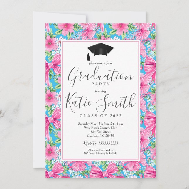 Graduation Party Invitation, Preppy Graduation Invitation (Front)