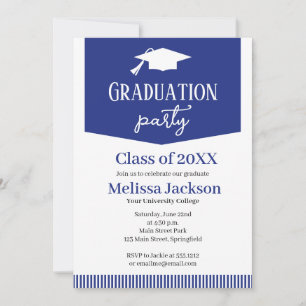 Graduation Party Invitation retro Blue Grad Party