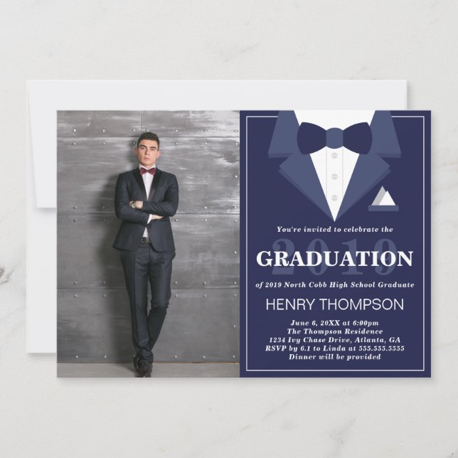 Graduation Party Invitation, Tuxedo Invitation (Front)