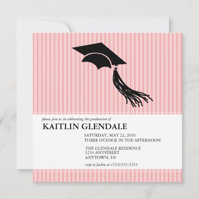 Graduation Party Invitation with Cap and Tassel (Front)