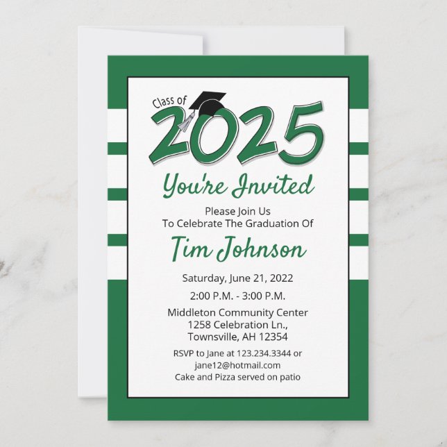 Graduation Party Invitation year 2023 green (Front)