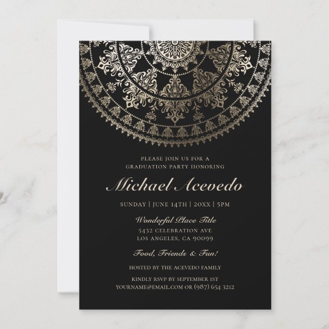 Graduation Party Invitations | Elegant Gold Foil (Front)