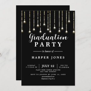 graduation party invite black and gold birthday