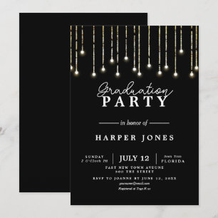 graduation party invite black and gold birthday