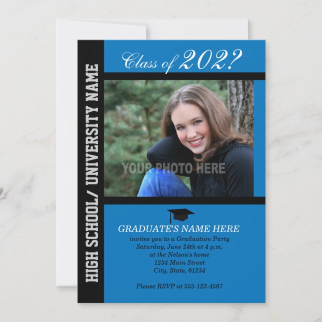 Graduation Party Invite-Blue-2 Invitation (Front)