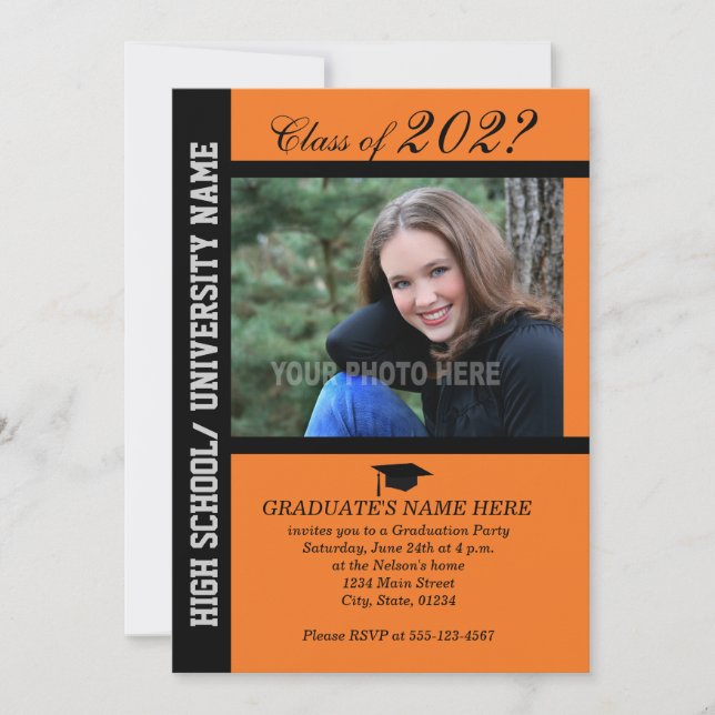 Graduation Party Invite-Orange-2 Invitation (Front)