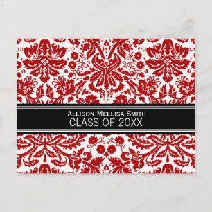 Graduation Party Invite Red Black Damask