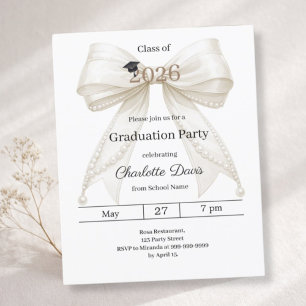 Graduation party ivory bow class 2026 invitation