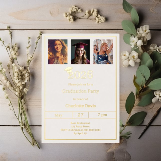 Graduation party ivory gold photo luxury (Creator Uploaded)