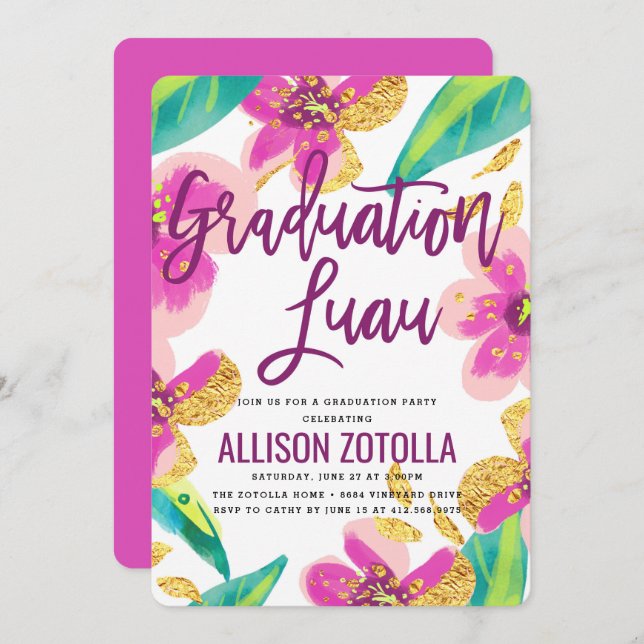 Graduation Party Luau Tropical Party Invitation (Front/Back)