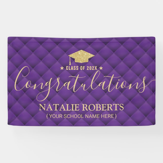 Graduation Party Luxury Purple & Gold Banner (Horizontal)
