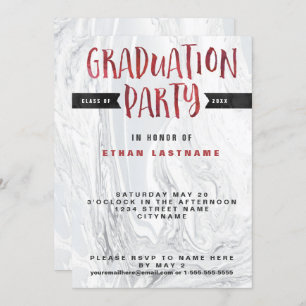 Graduation Party Marble Watercolor Invitation