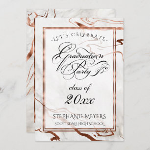 Graduation Party Marbleized Copper Typography Invitation
