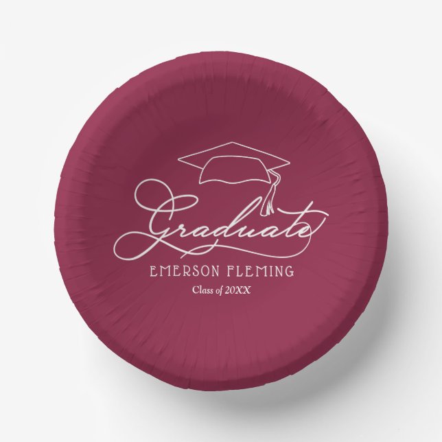Graduation Party Maroon  Paper Plate (Front)