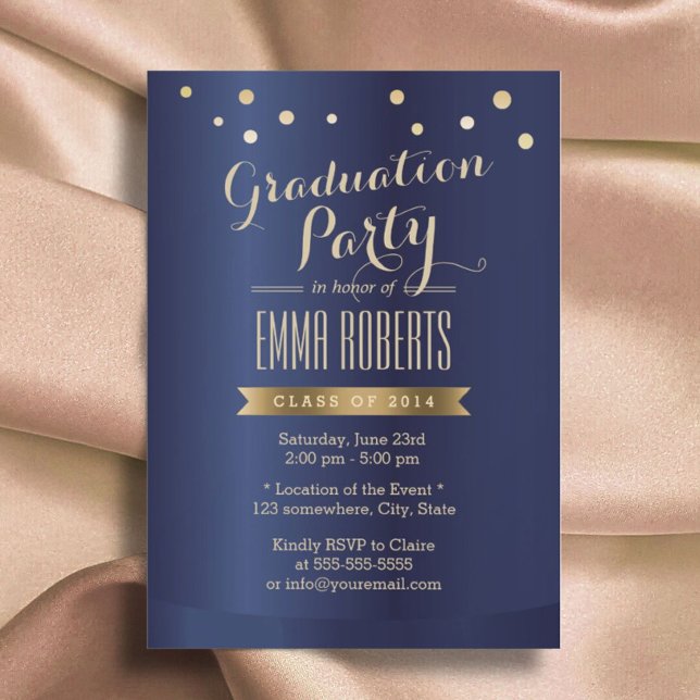 Graduation Party Modern Gold Confetti Elegant Invitation (Creator Uploaded)