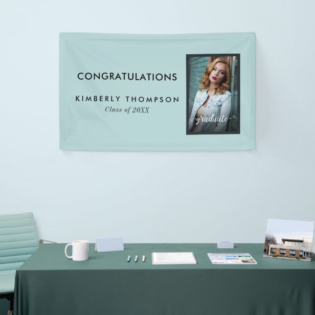 Graduation Party Modern Photo Script Celebration Banner (Tradeshow)