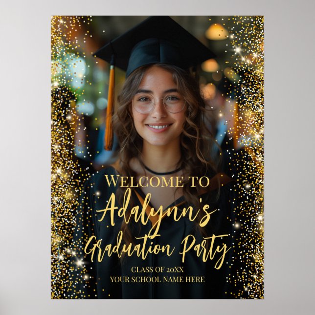 Graduation party modern photo welcome sign (Front)
