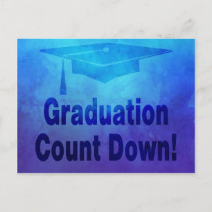 Graduation Party Modern Save The Date Blue Postcard