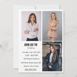 Graduation Party Multi Photo Modern Grad 2025 Invitation