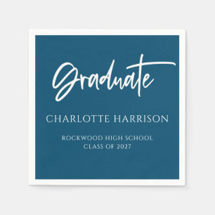 Graduation Party Navy Blue and White Script Napkin