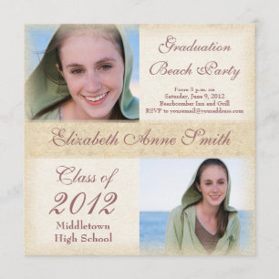 Graduation Party on the Beach Windswept Grunge Invitation
