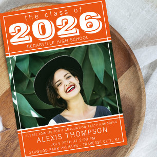 Graduation Party Open House 2023 Photo Orange Invitation