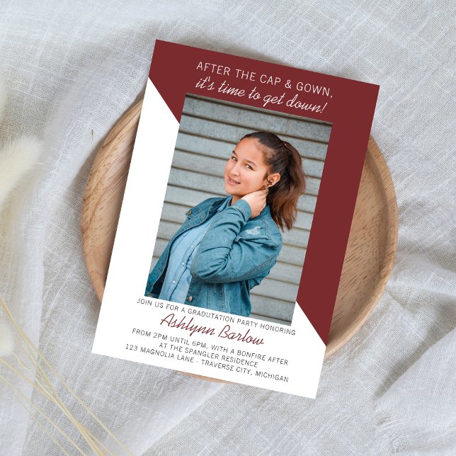 Graduation Party Open House 2024 Photo Maroon Invitation (Creator Uploaded)