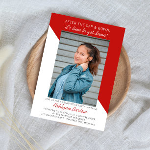 Graduation Party Open House 2024 Photo Red Invitation