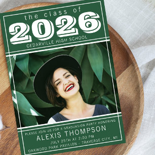 Graduation Party Open House 2025 Photo Green Invitation