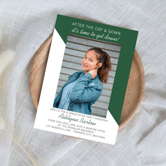 Graduation Party Open House 2025 Photo Green Invitation (Creator Uploaded)