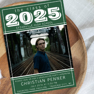Graduation Party Open House 2025 Photo Green Invitation