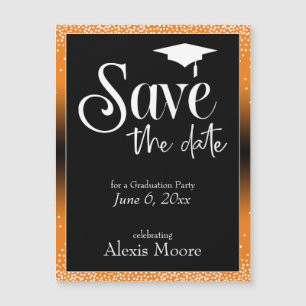 Graduation Party Orange Black Ombre Magnetic Card
